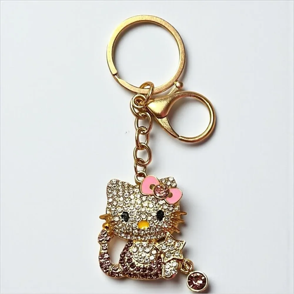 Purple And Clear Crystal Hello Kitty Scorpion Keychain Bag Charm